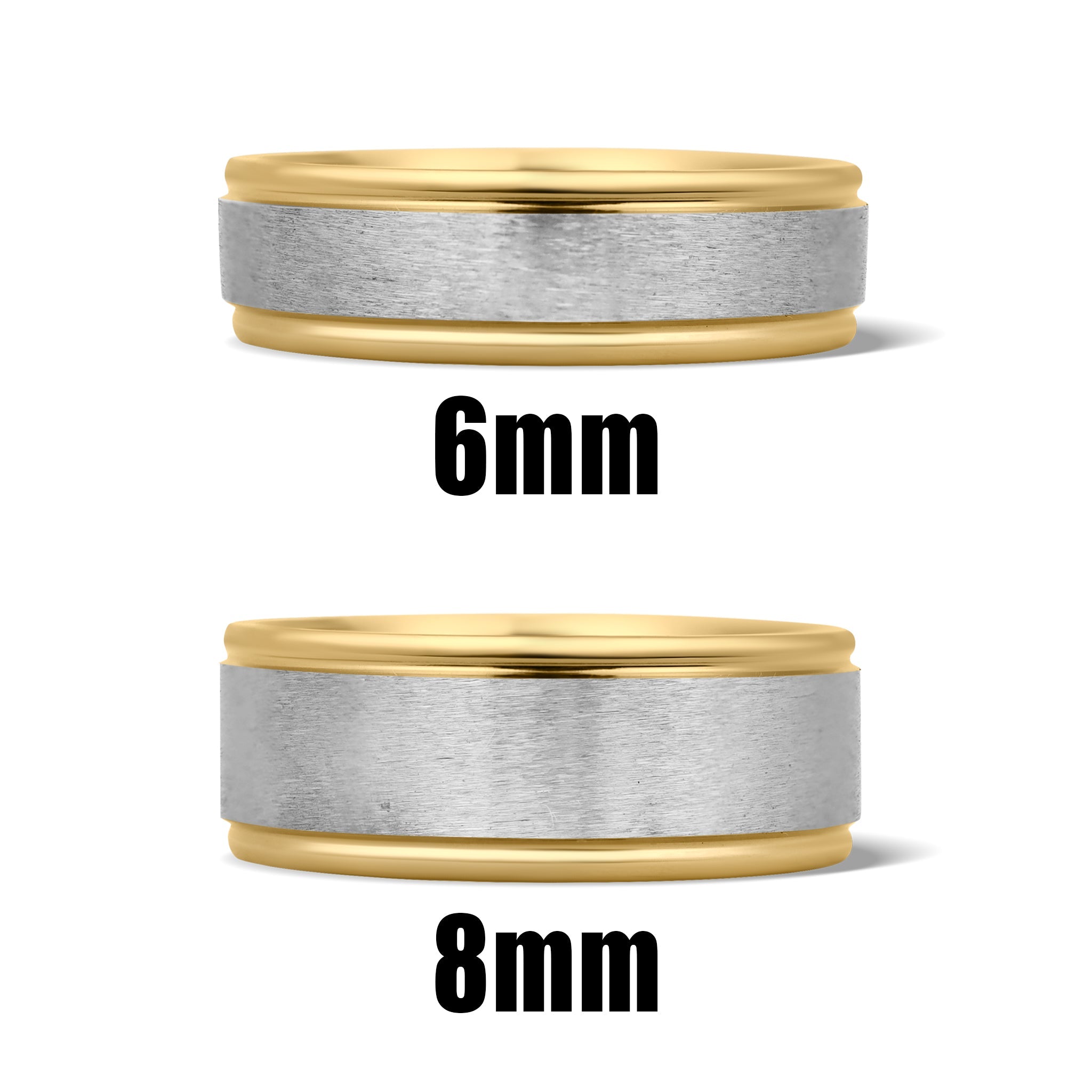 18K Gold PVD Stainless Steel Brushed Center Groove Edge Ring