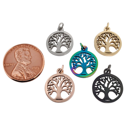 18K Gold PVD Coated Stainless Steel Tree of Life Charm