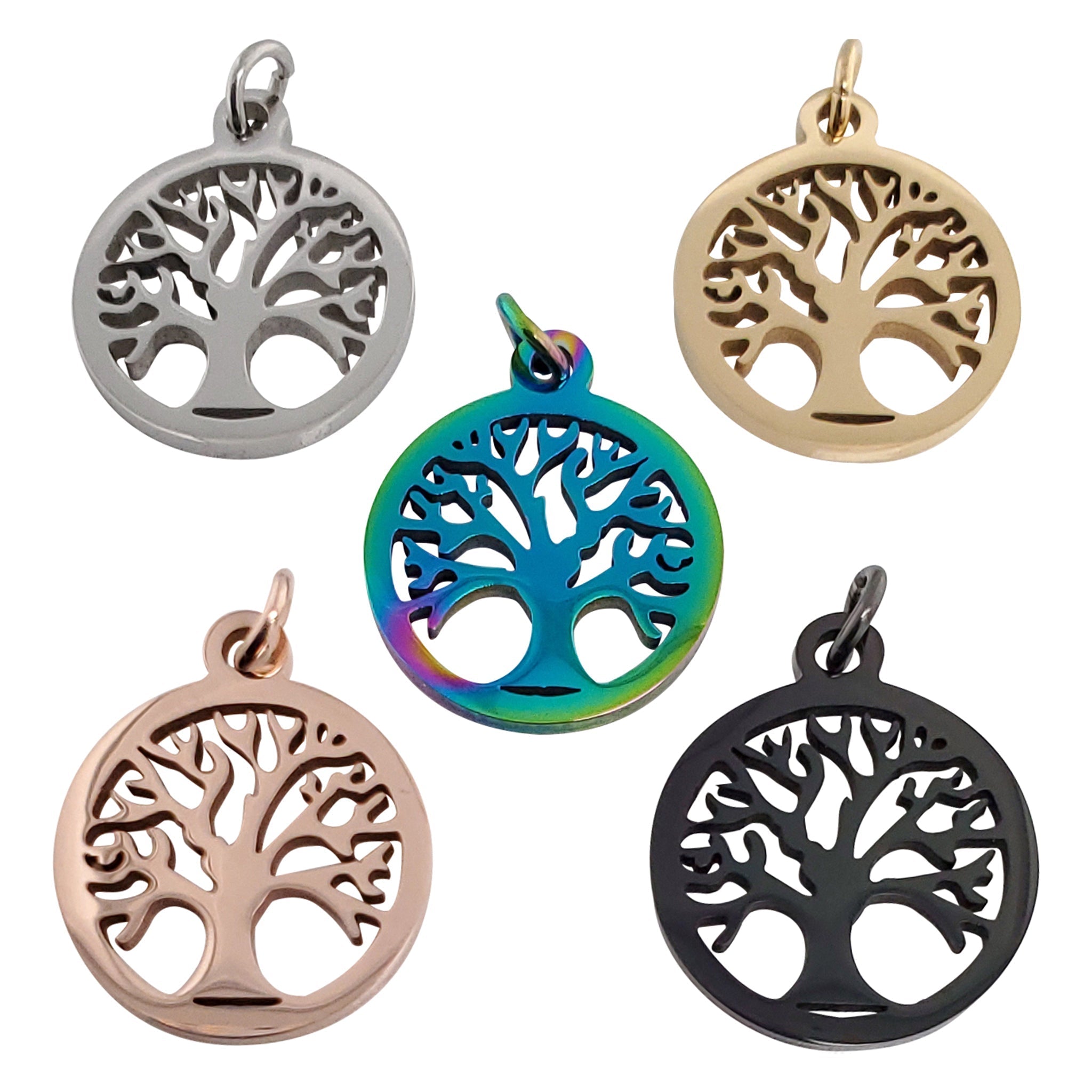 18K Gold PVD Coated Stainless Steel Tree of Life Charm