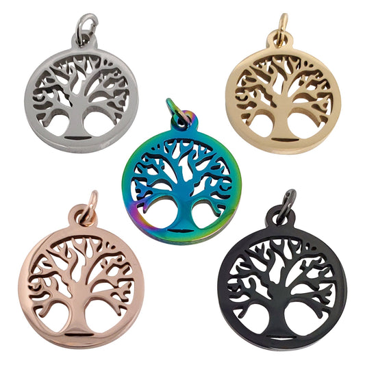 18K Gold PVD Coated Stainless Steel Tree of Life Charm