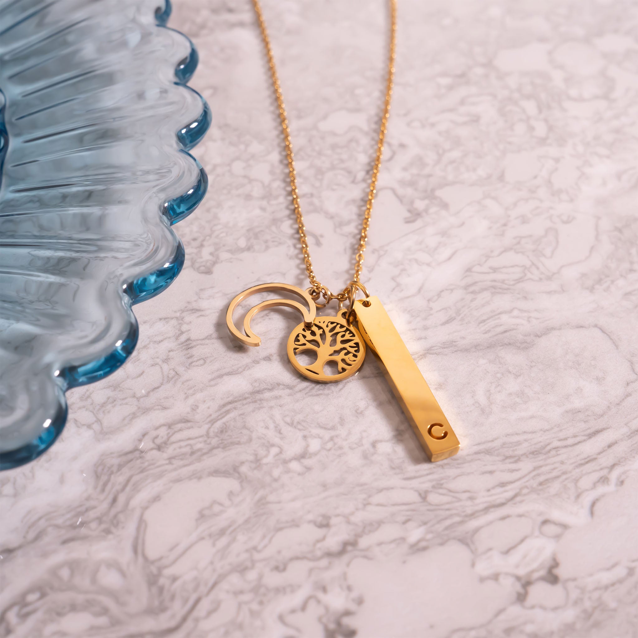 18K Gold PVD Stainless Steel Tree Of Life Charm