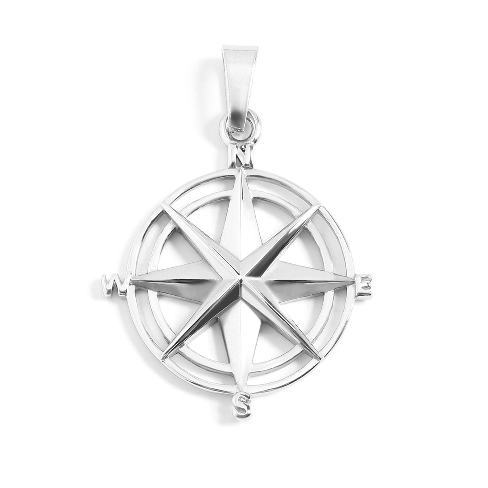 Stainless Steel Compass Rose Pendant