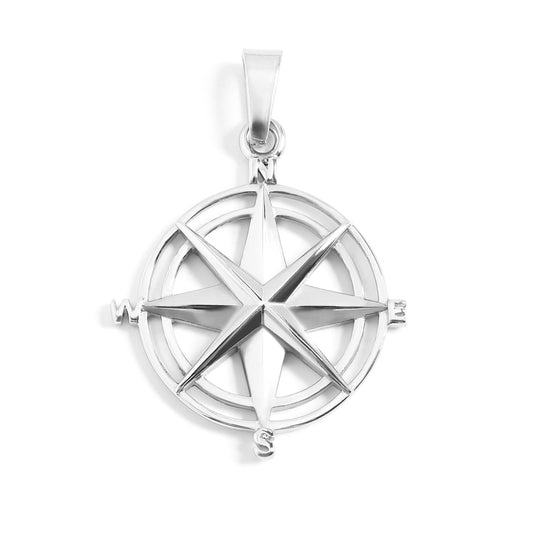 Stainless Steel Compass Rose Pendant