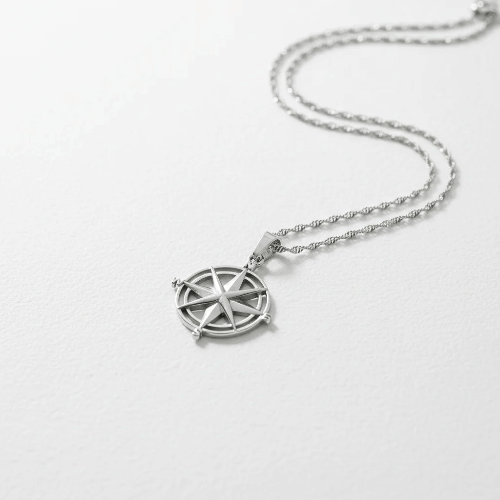 Stainless Steel Compass Rose Pendant