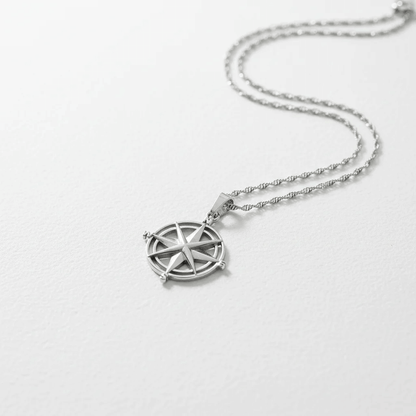 Stainless Steel Compass Rose Pendant