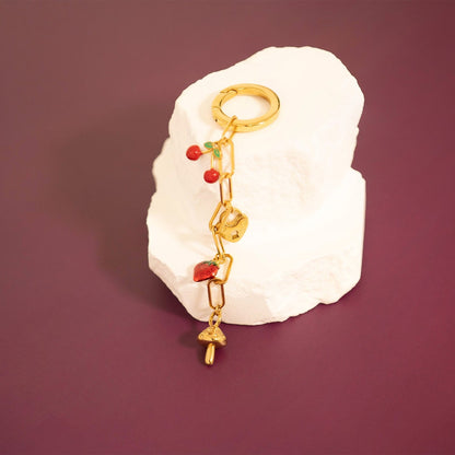 18K Gold PVD Stainless Steel Epoxy Strawberry Charm