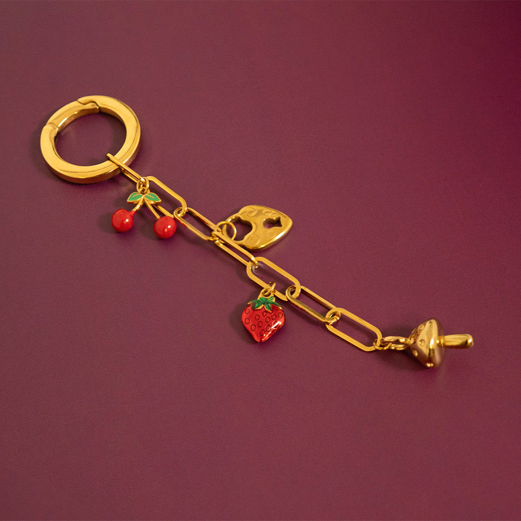 18K Gold PVD Stainless Steel Vintage Heart Lock Charm