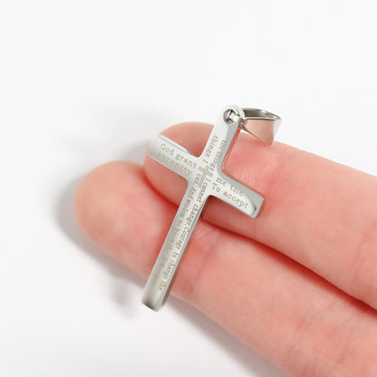 Stainless Steel Serenity Prayer Cross Pendant