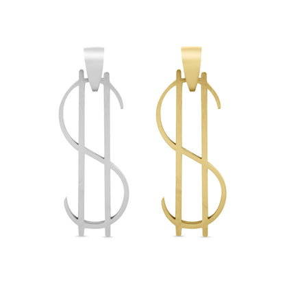 Thin Dollar Sign Stainless Steel Pendant