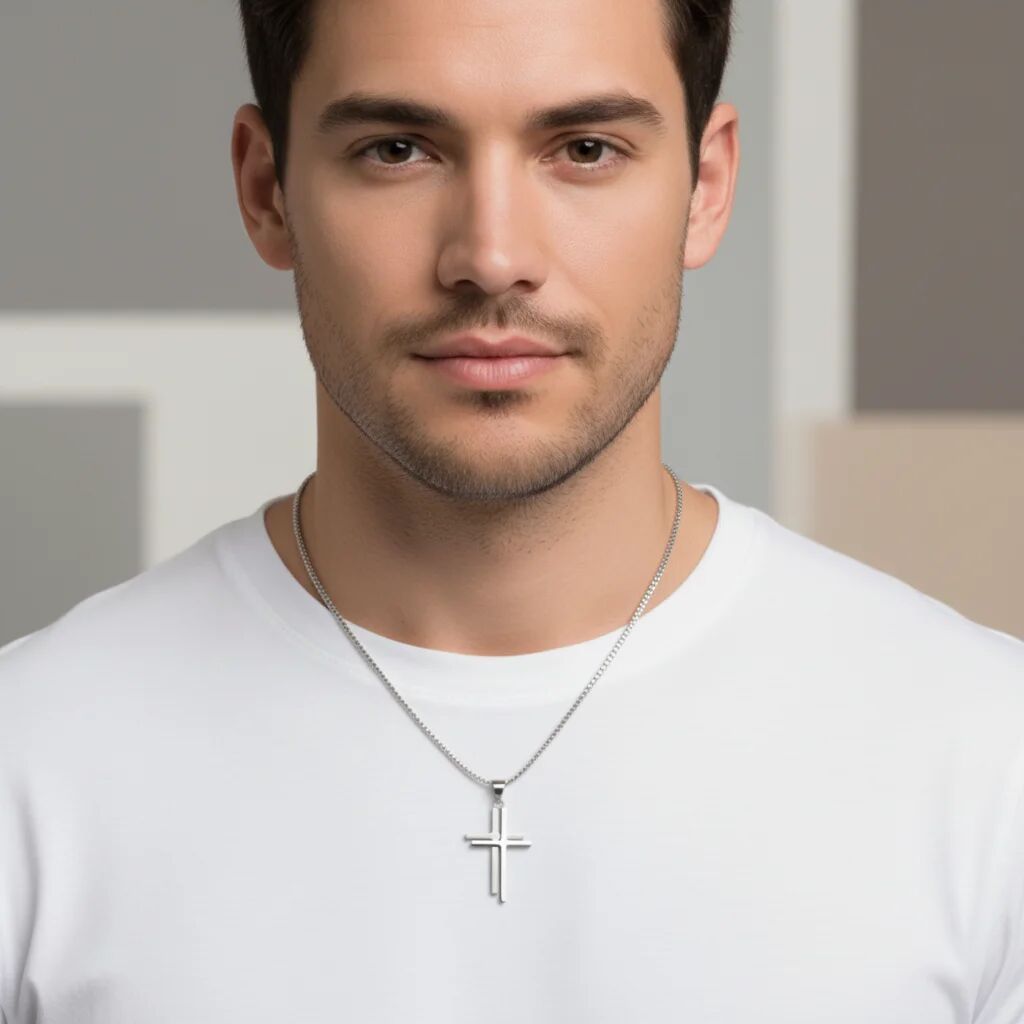 Stainless Steel Double Cross Pendant