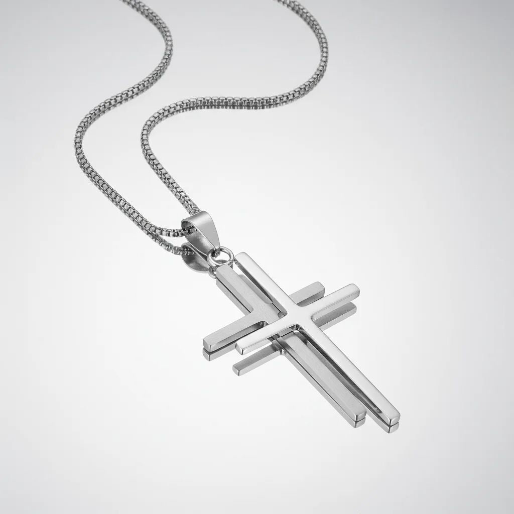Stainless Steel Double Cross Pendant