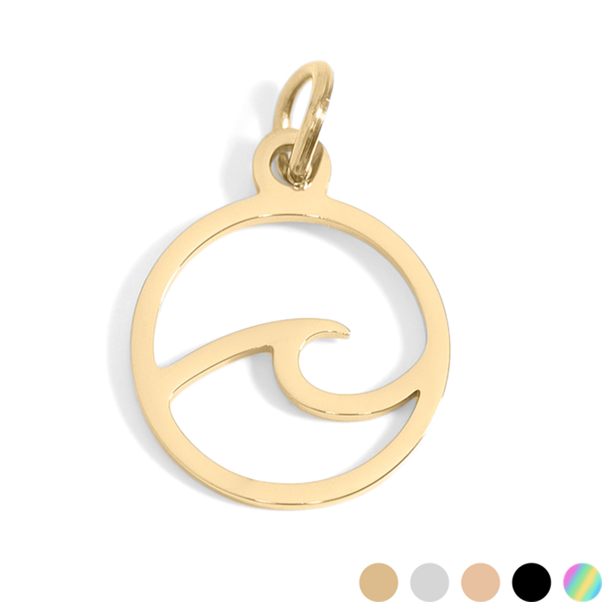 18K Gold PVD Stainless Steel Wave Charm