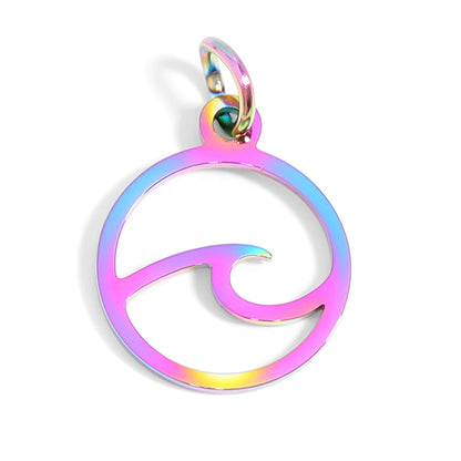 18K Gold PVD Stainless Steel Wave Charm