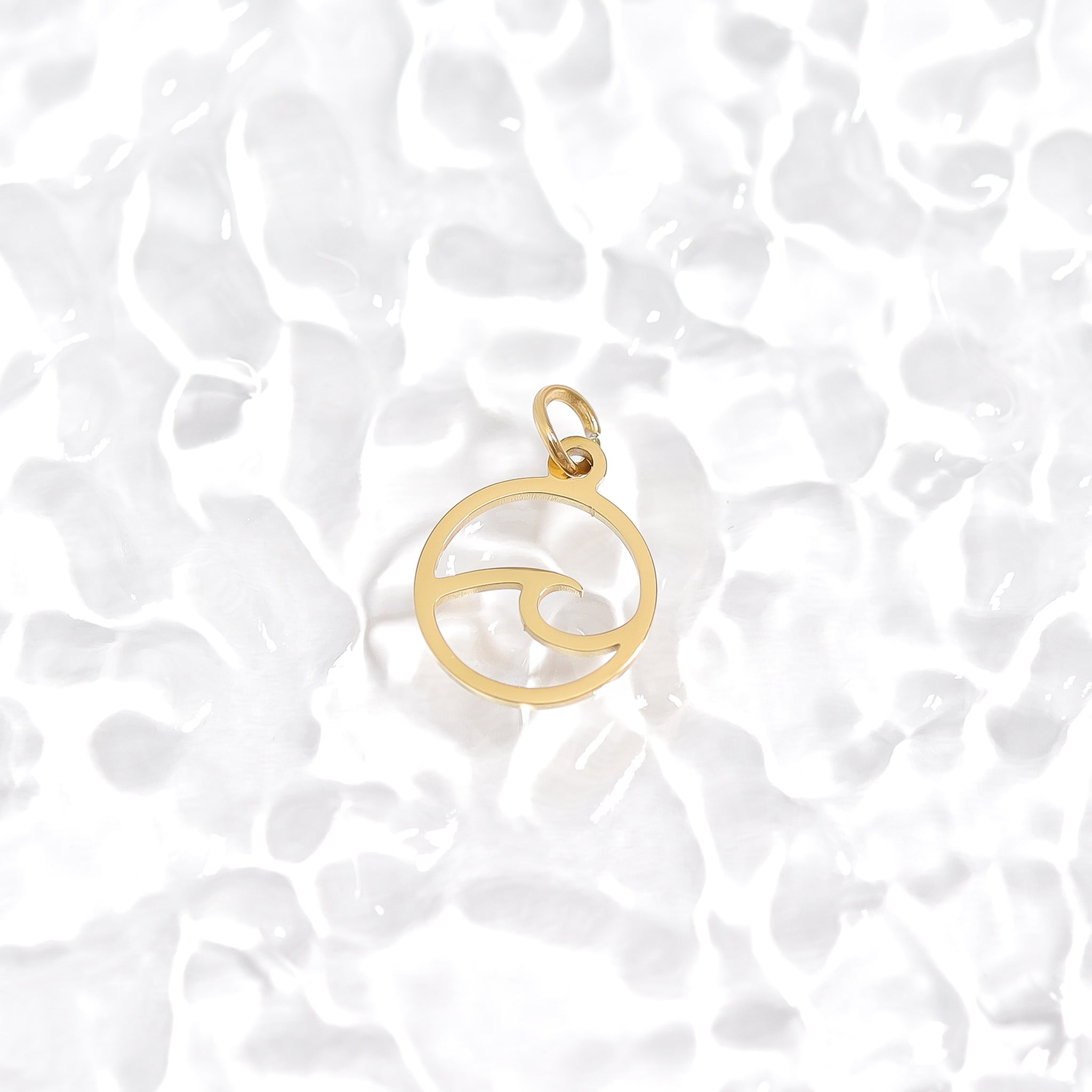 18K Gold PVD Stainless Steel Wave Charm