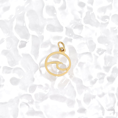 18K Gold PVD Stainless Steel Wave Charm
