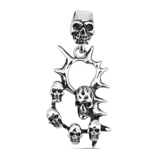 Stainless Steel Multi Skull Spike Pendant