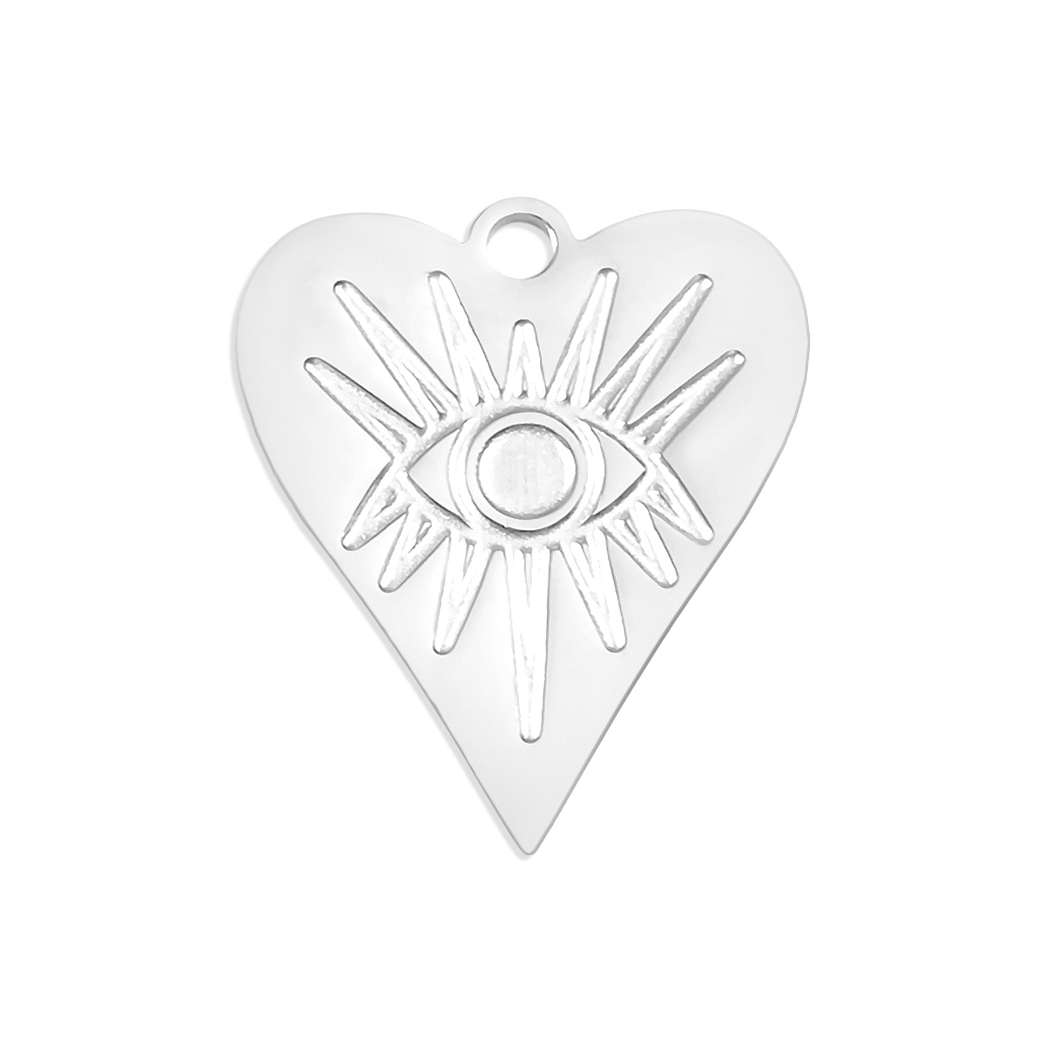 18K Gold PVD Stainless Steel Evil Eye Heart Charm