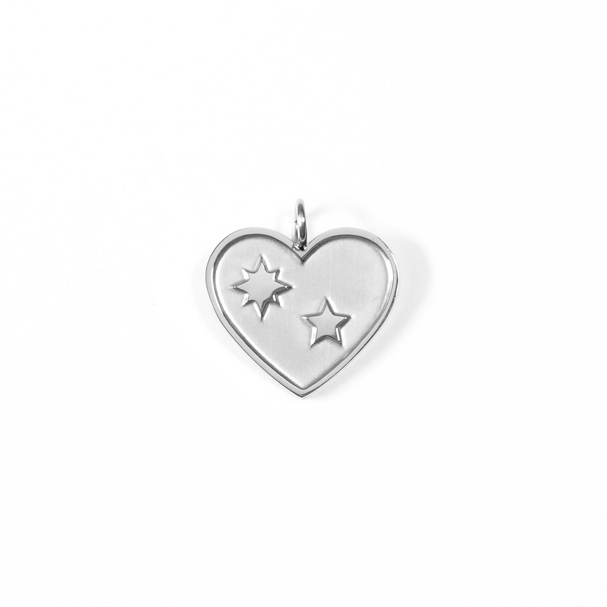18K Gold PVD Coated Stainless Steel Heart with Stars Charm