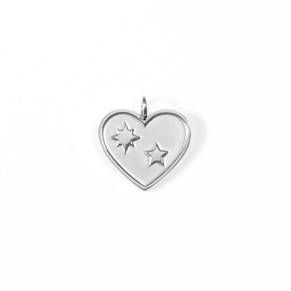 18K Gold PVD Coated Stainless Steel Heart with Stars Charm