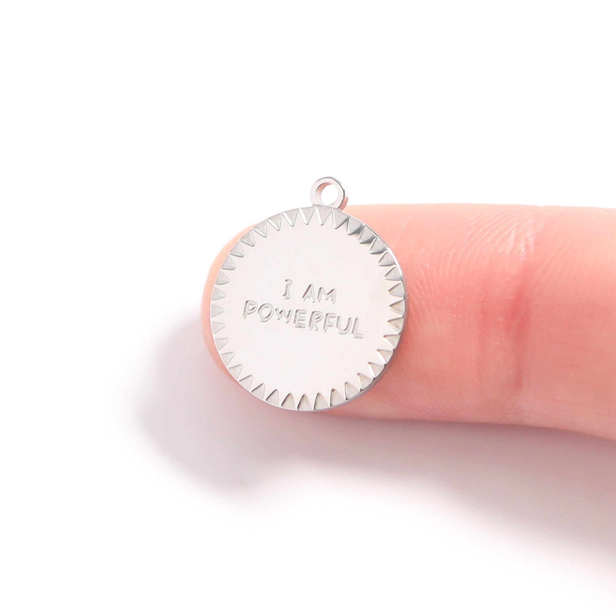 18K Gold PVD Stainless Steel "I Am Powerful" Charm