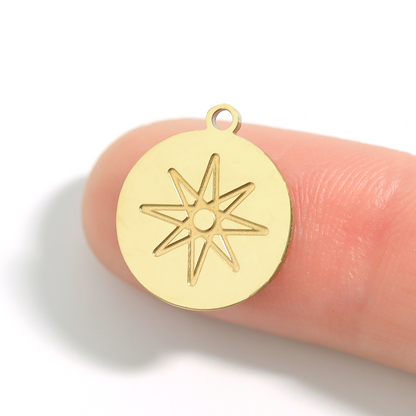 18K Gold PVD Stainless Steel Atomic Circle Charm