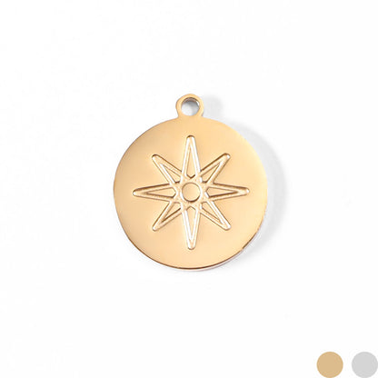 18K Gold PVD Stainless Steel Atomic Circle Charm