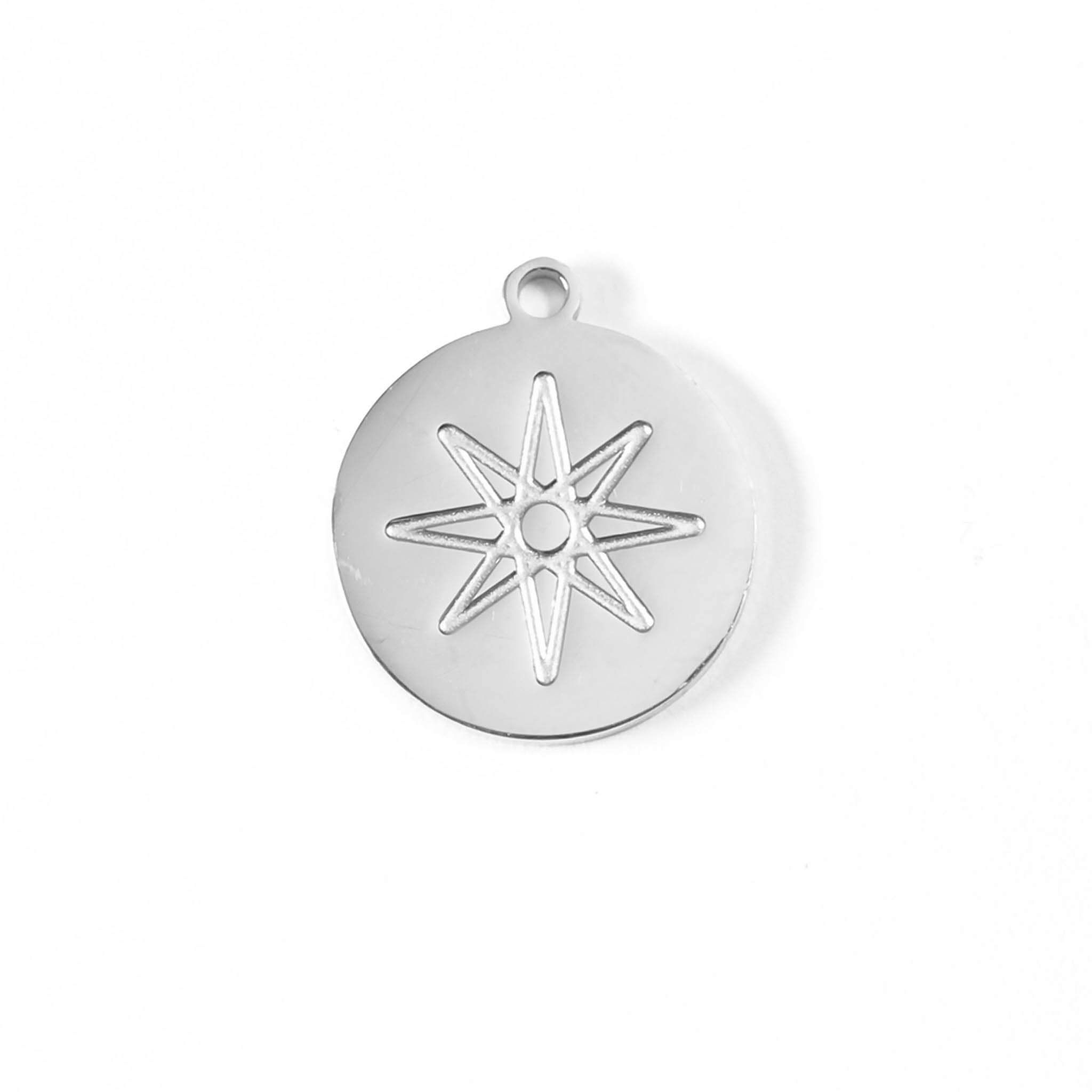 18K Gold PVD Stainless Steel Atomic Circle Charm