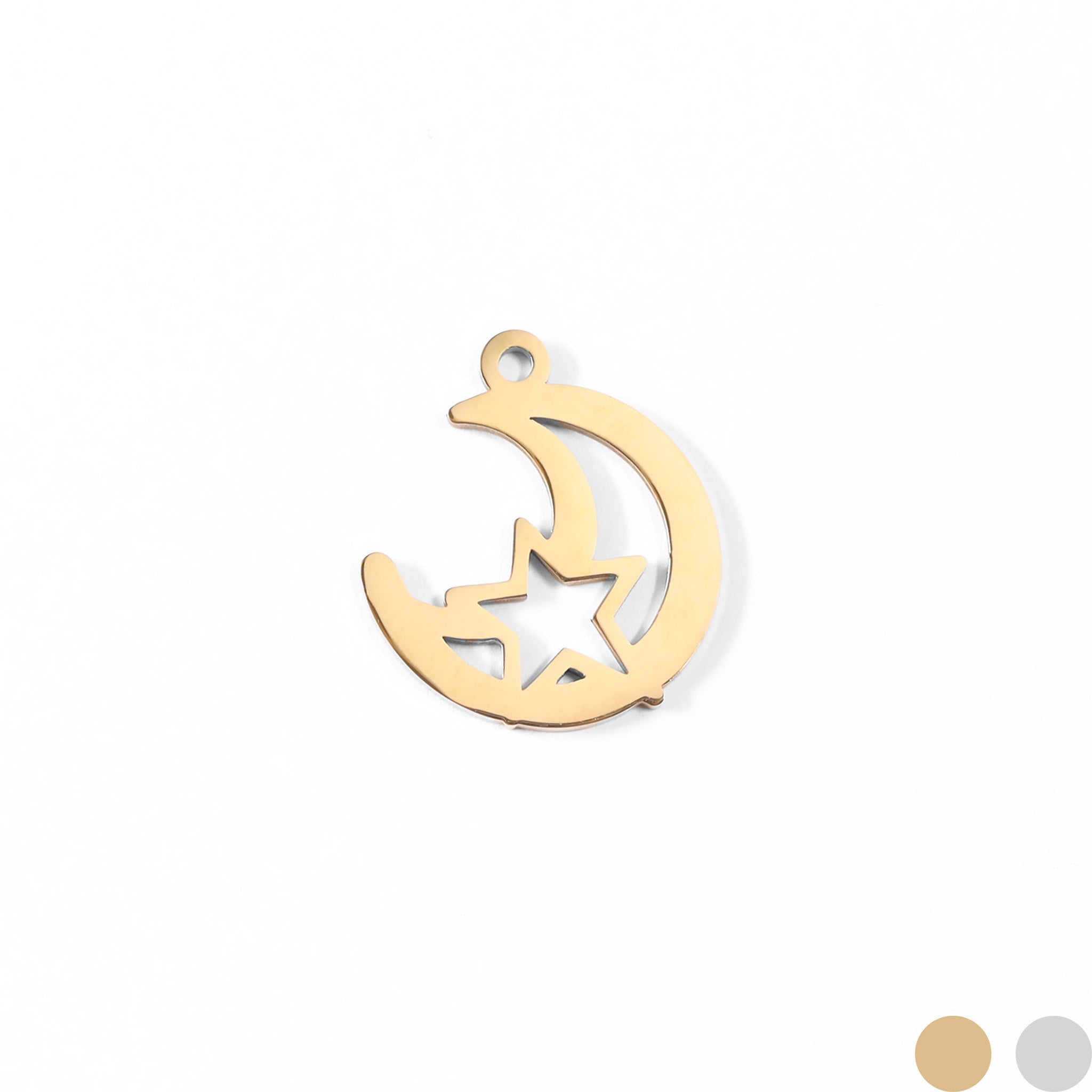18K Gold PVD Stainless Steel Moon And Star Charm