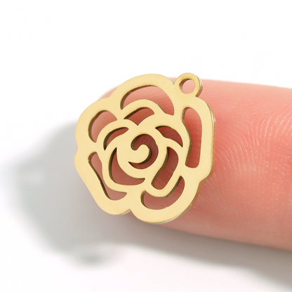 18K Gold PVD Stainless Steel Rose Charm