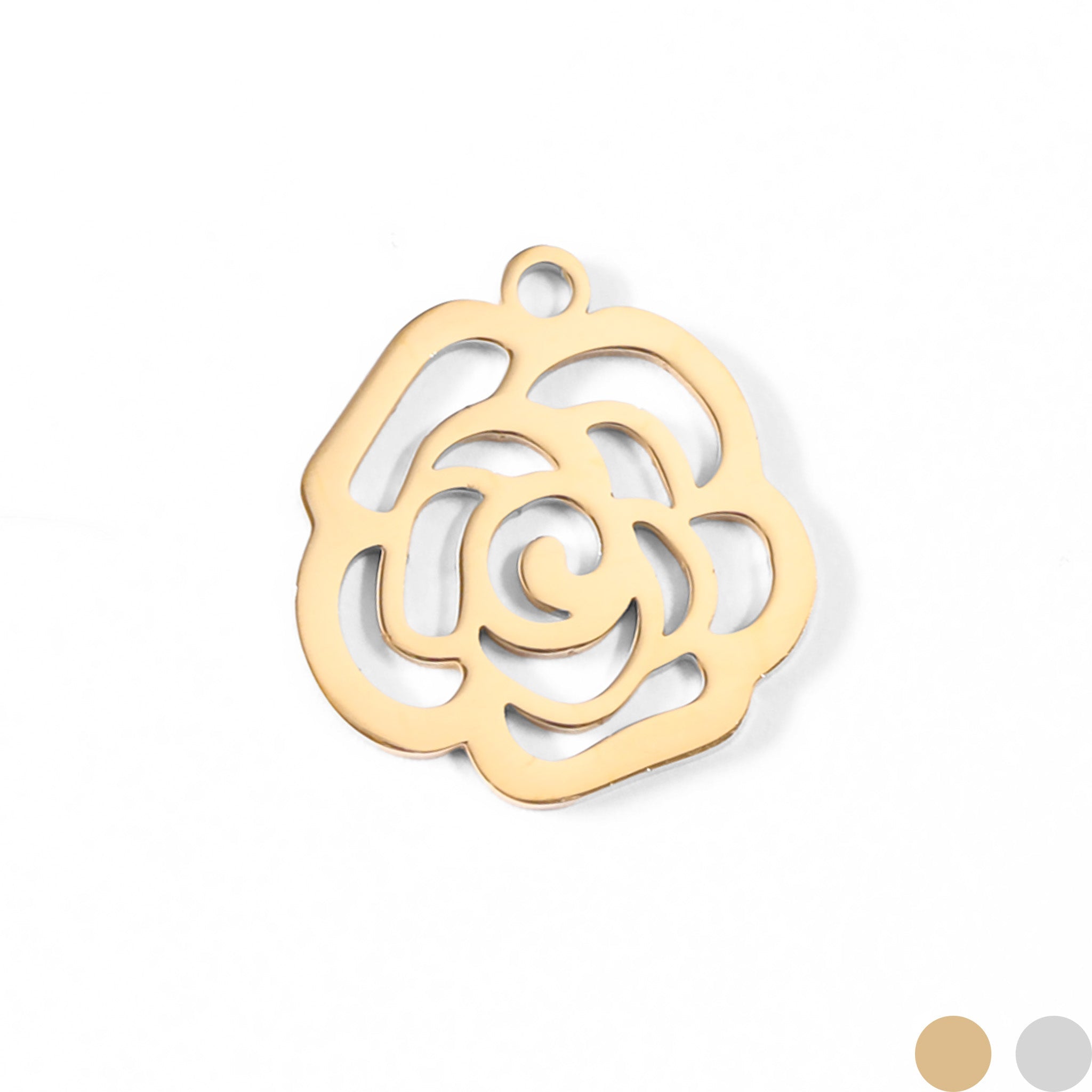18K Gold PVD Stainless Steel Rose Charm