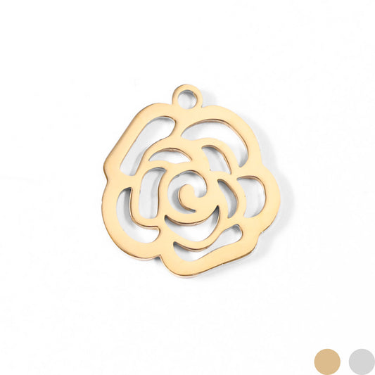 18K Gold PVD Stainless Steel Rose Charm