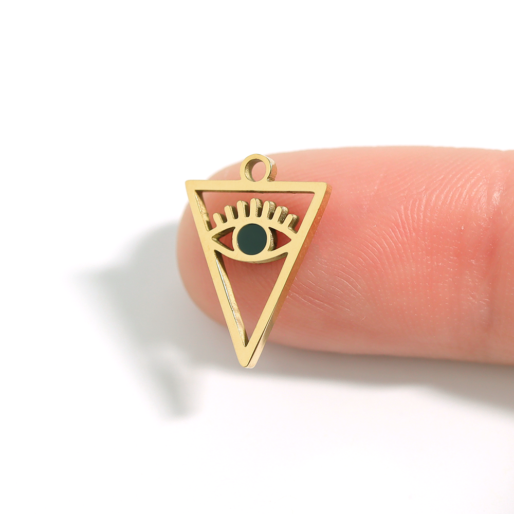 18K Gold PVD Stainless Steel Triangle Evil Eye Charm