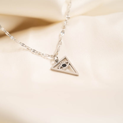 18K Gold PVD Stainless Steel Triangle Evil Eye Charm