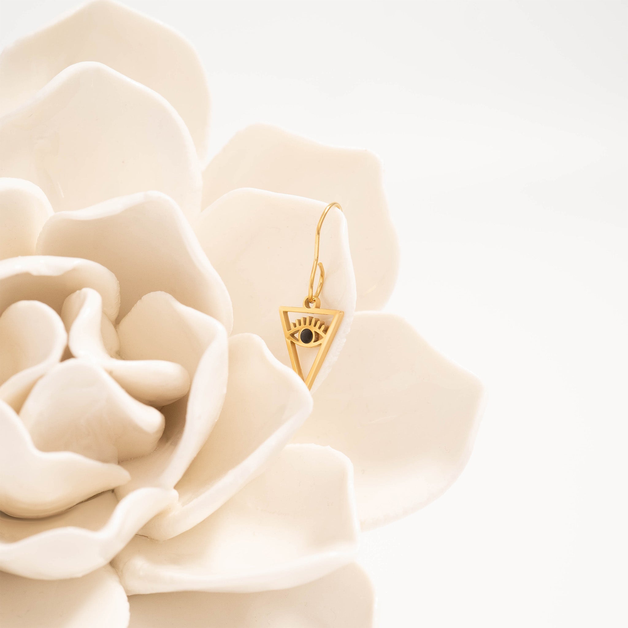 18K Gold PVD Stainless Steel Triangle Evil Eye Charm