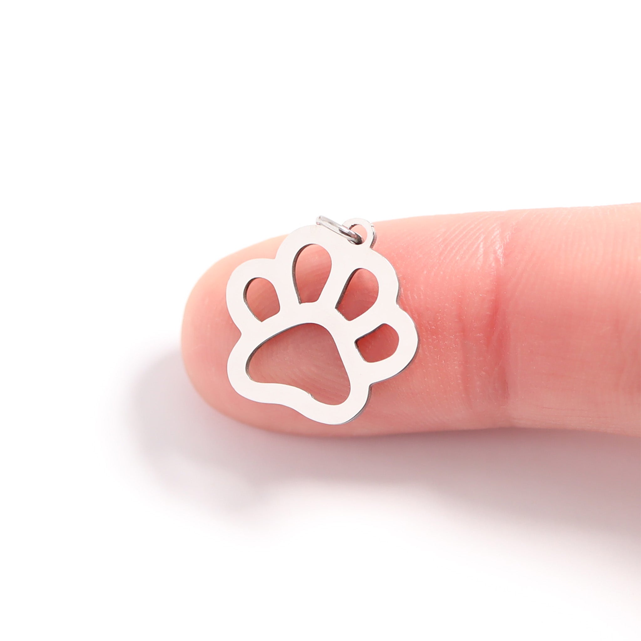18K Gold PVD Stainless Steel Paw Print Charm