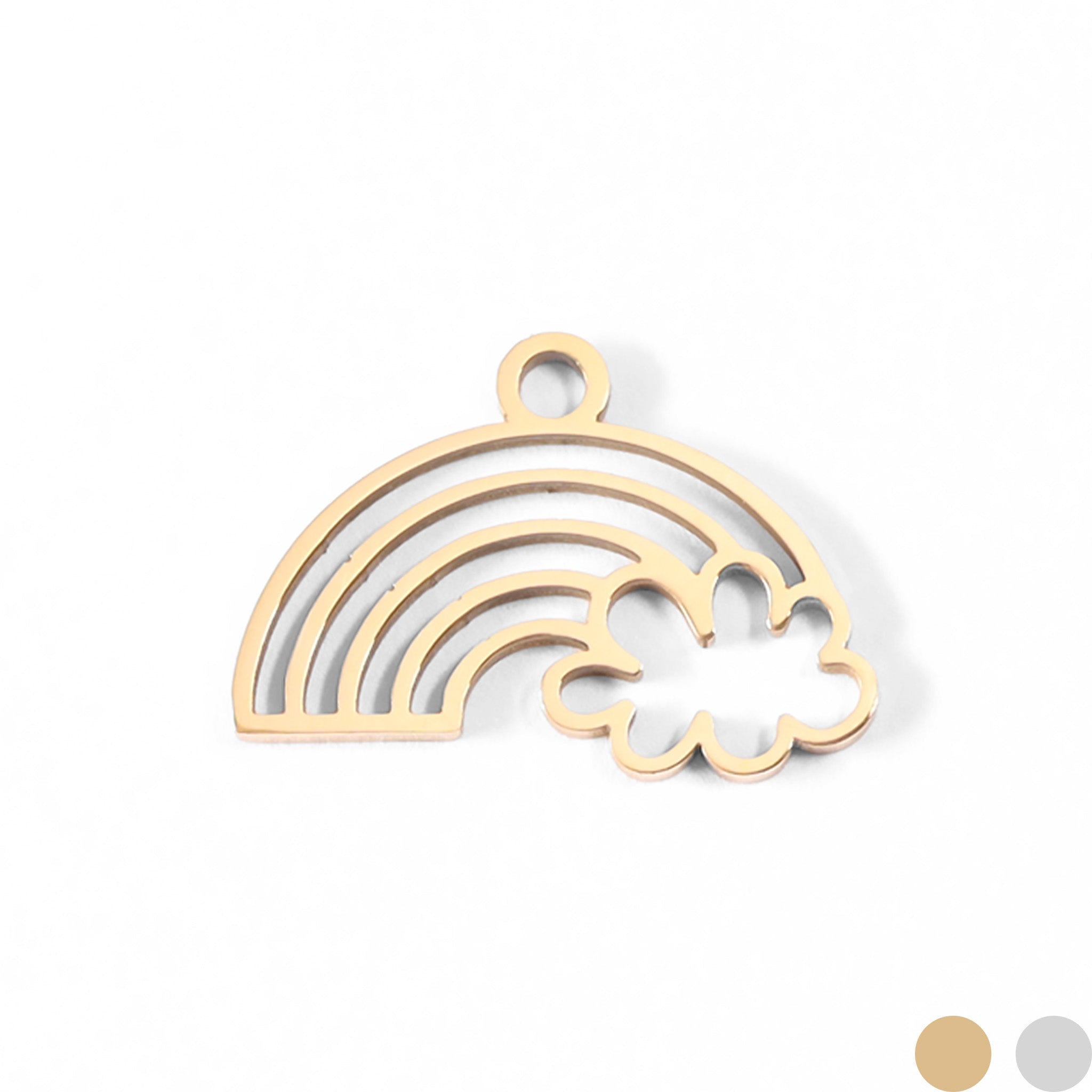18K Gold PVD Stainless Steel Rainbow And Cloud Charm