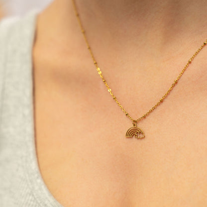 18K Gold PVD Stainless Steel Rainbow And Cloud Charm