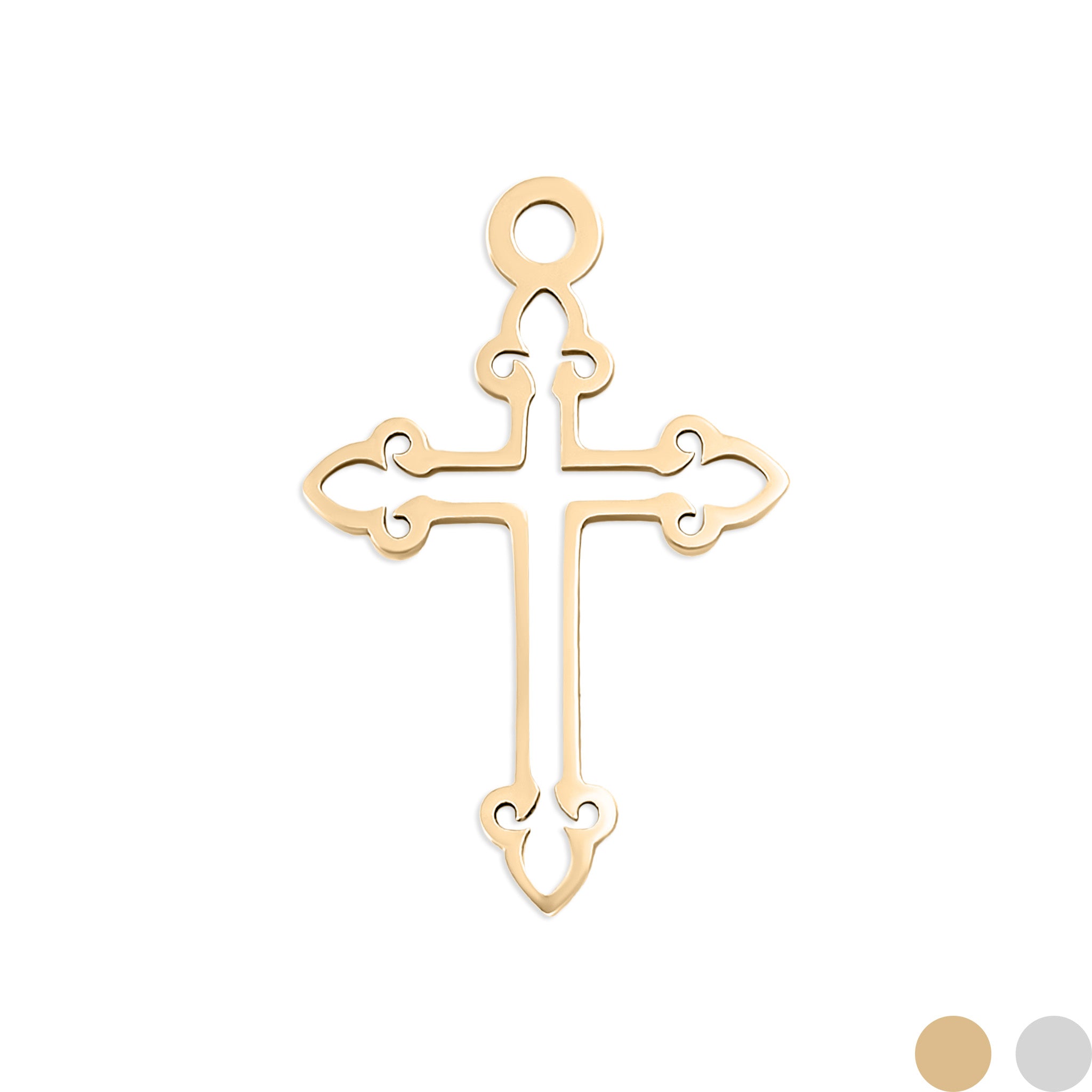 18K Gold PVD Stainless Steel Cross Charm