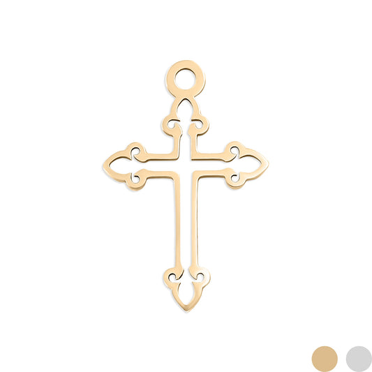 18K Gold PVD Stainless Steel Cross Charm