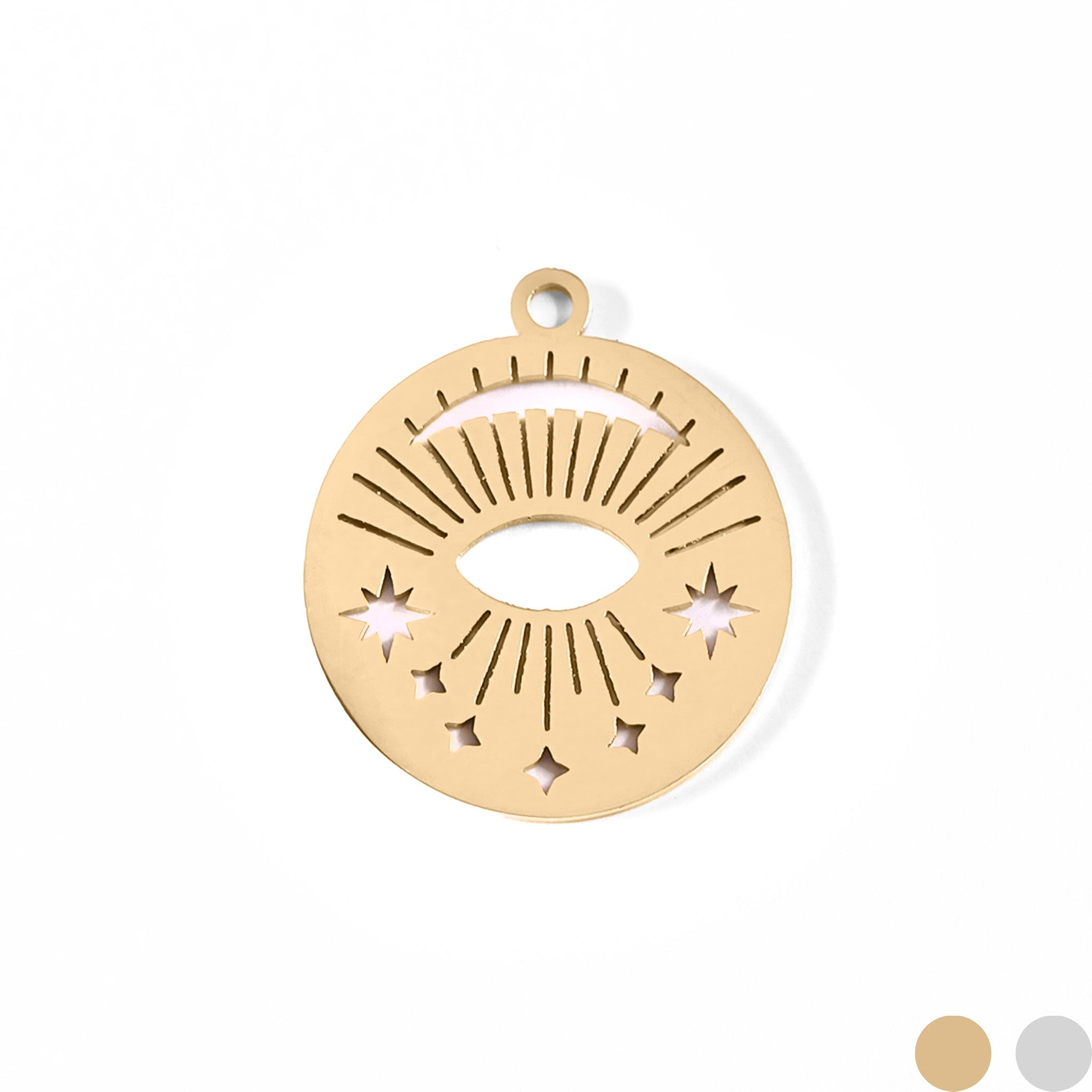 18K Gold PVD Stainless Steel Sun Ray Evil Eye Charm
