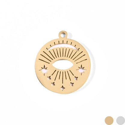 18K Gold PVD Stainless Steel Sun Ray Evil Eye Charm