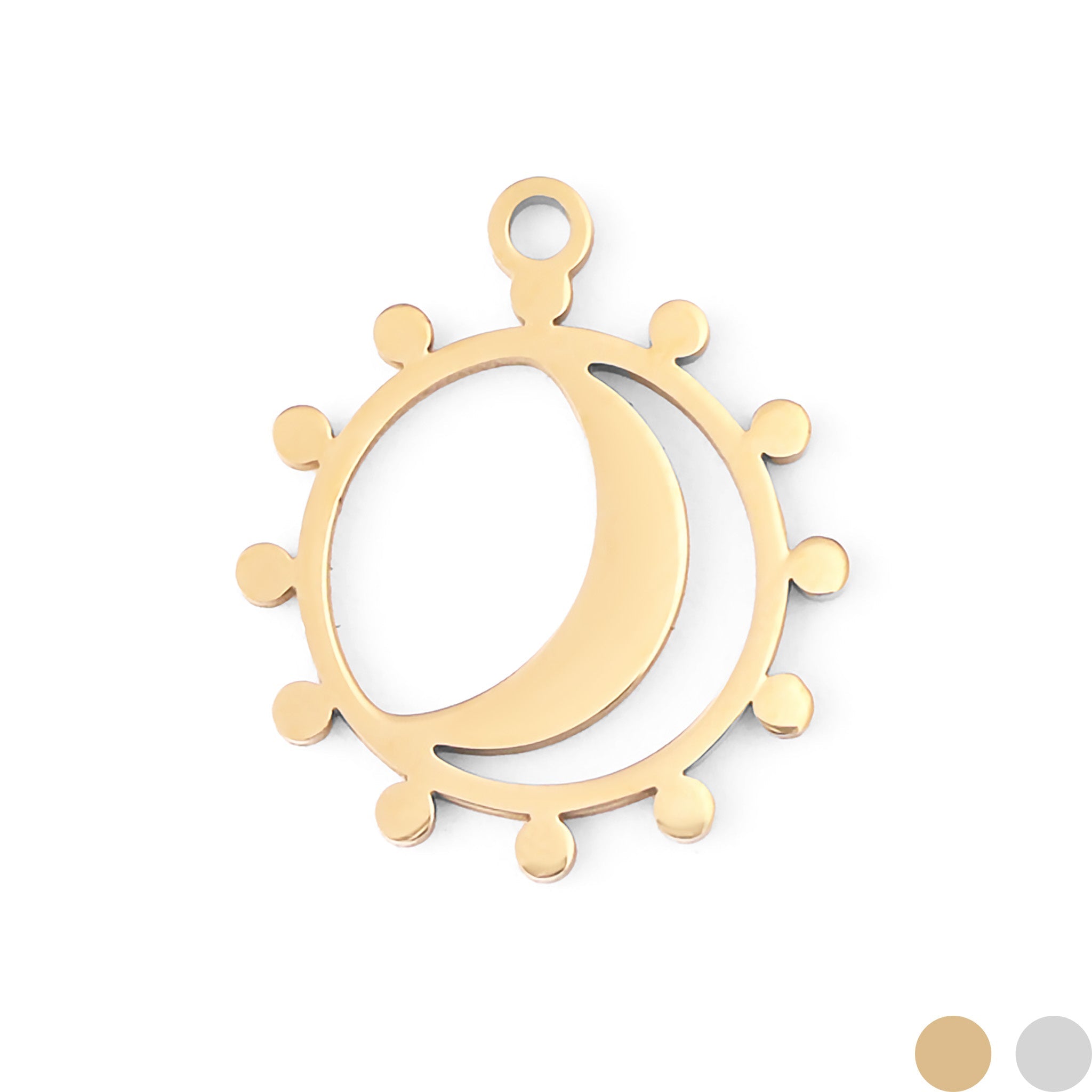 18K Gold PVD Stainless Steel Sun and Moon Charm