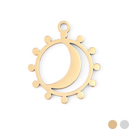 18K Gold PVD Stainless Steel Sun and Moon Charm