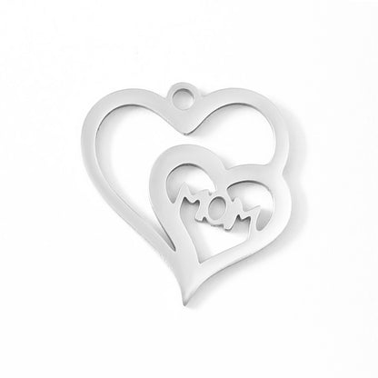 18K Gold PVD Stainless Steel Double Heart Mom Charm