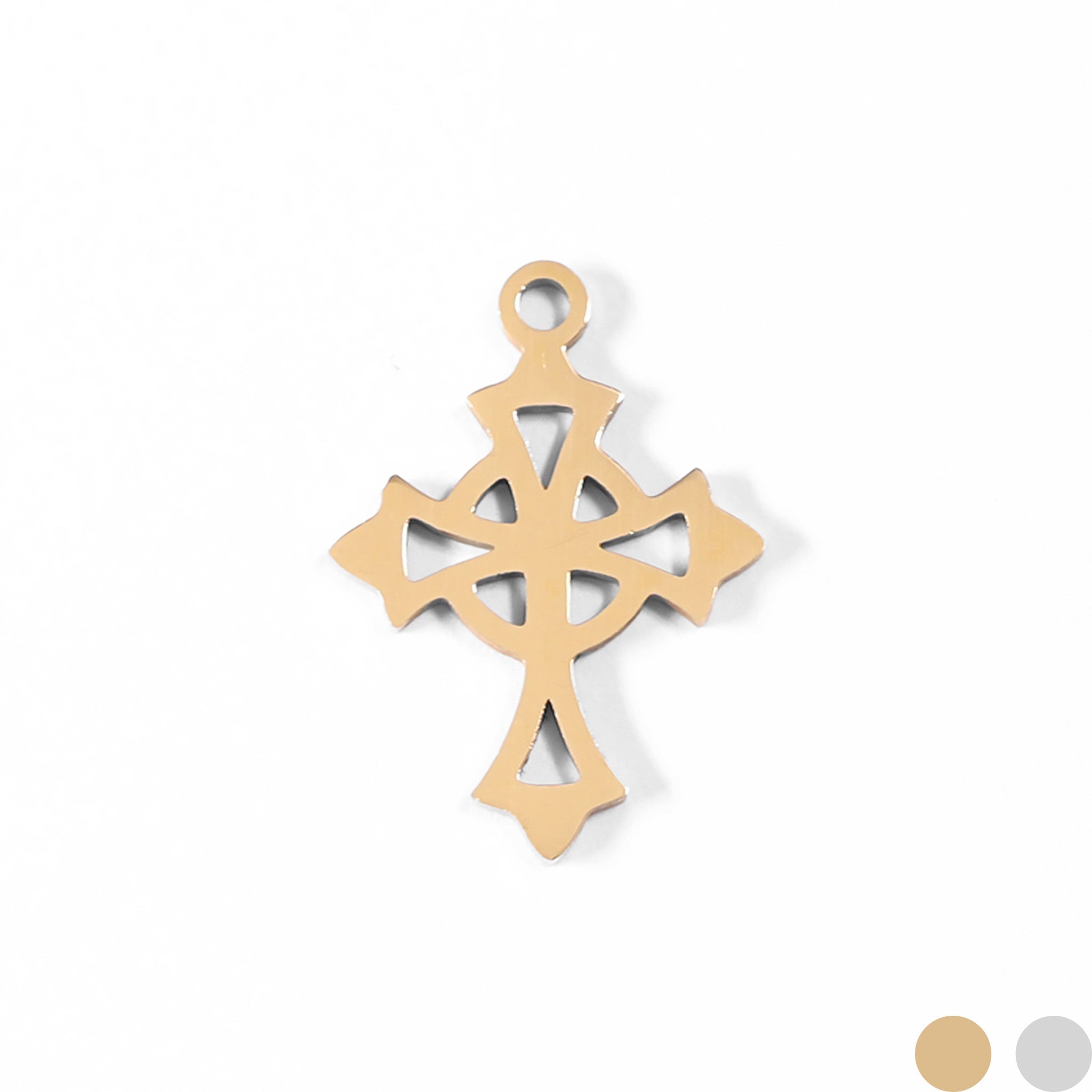 18K Gold PVD Stainless Steel Celtic Cross Charm