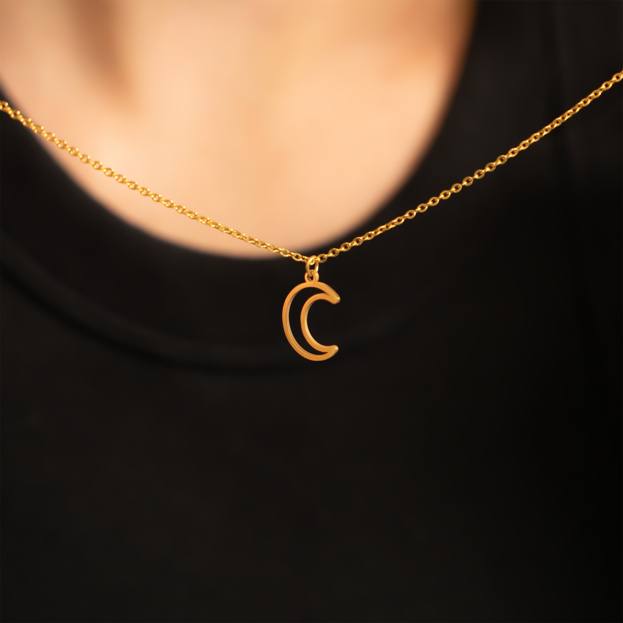 18K Gold PVD Stainless Steel Crescent Moon Charm