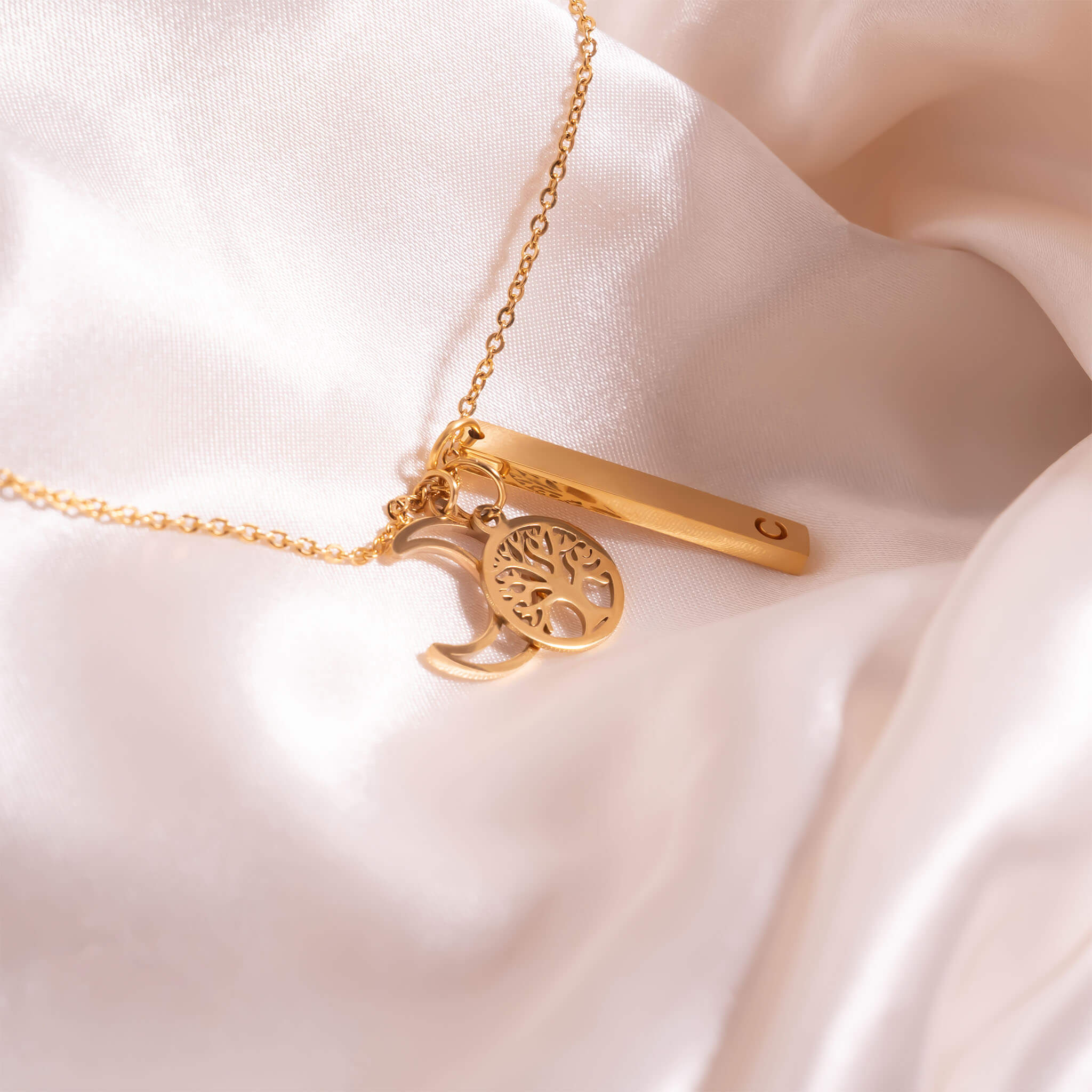 18K Gold PVD Stainless Steel Crescent Moon Charm