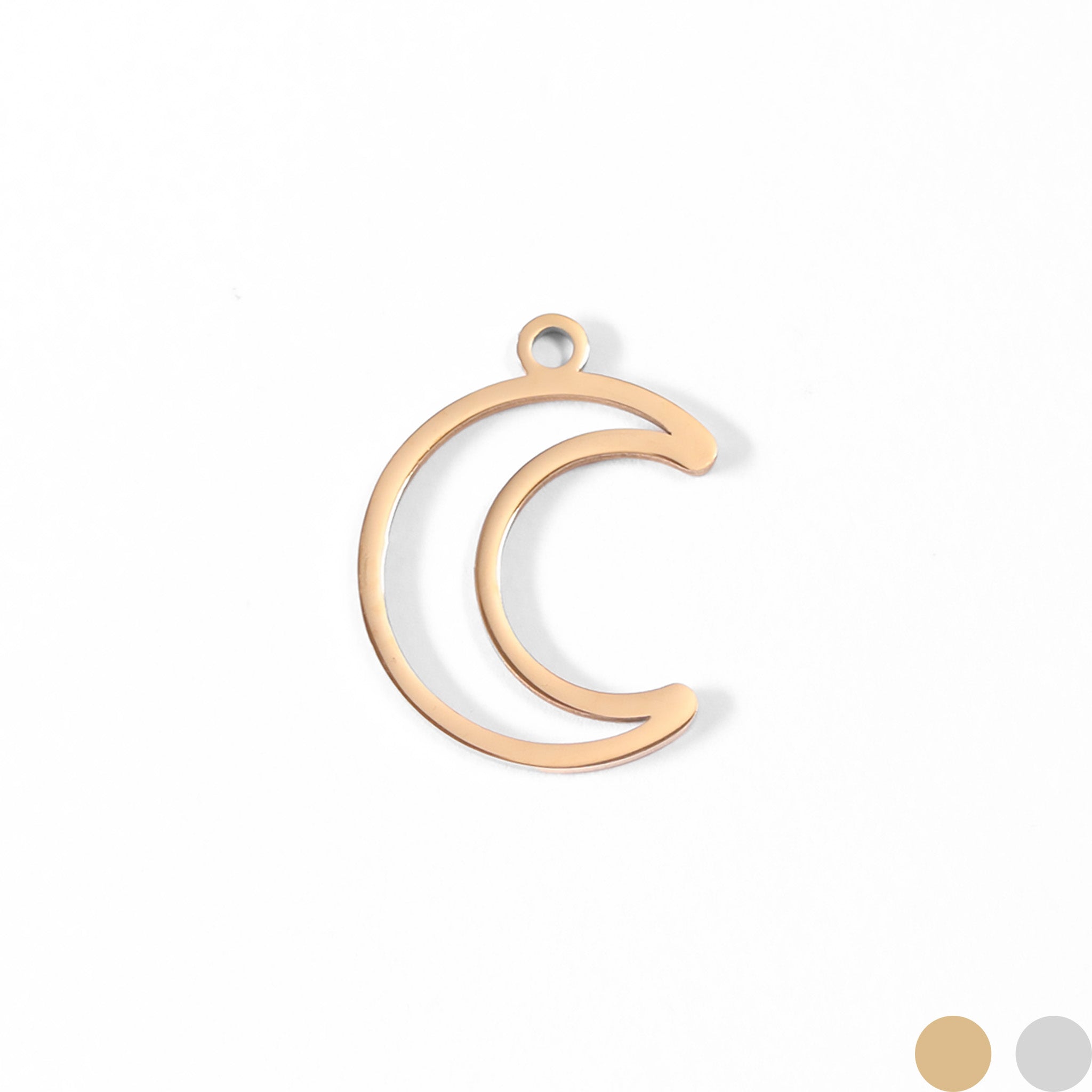 18K Gold PVD Stainless Steel Crescent Moon Charm