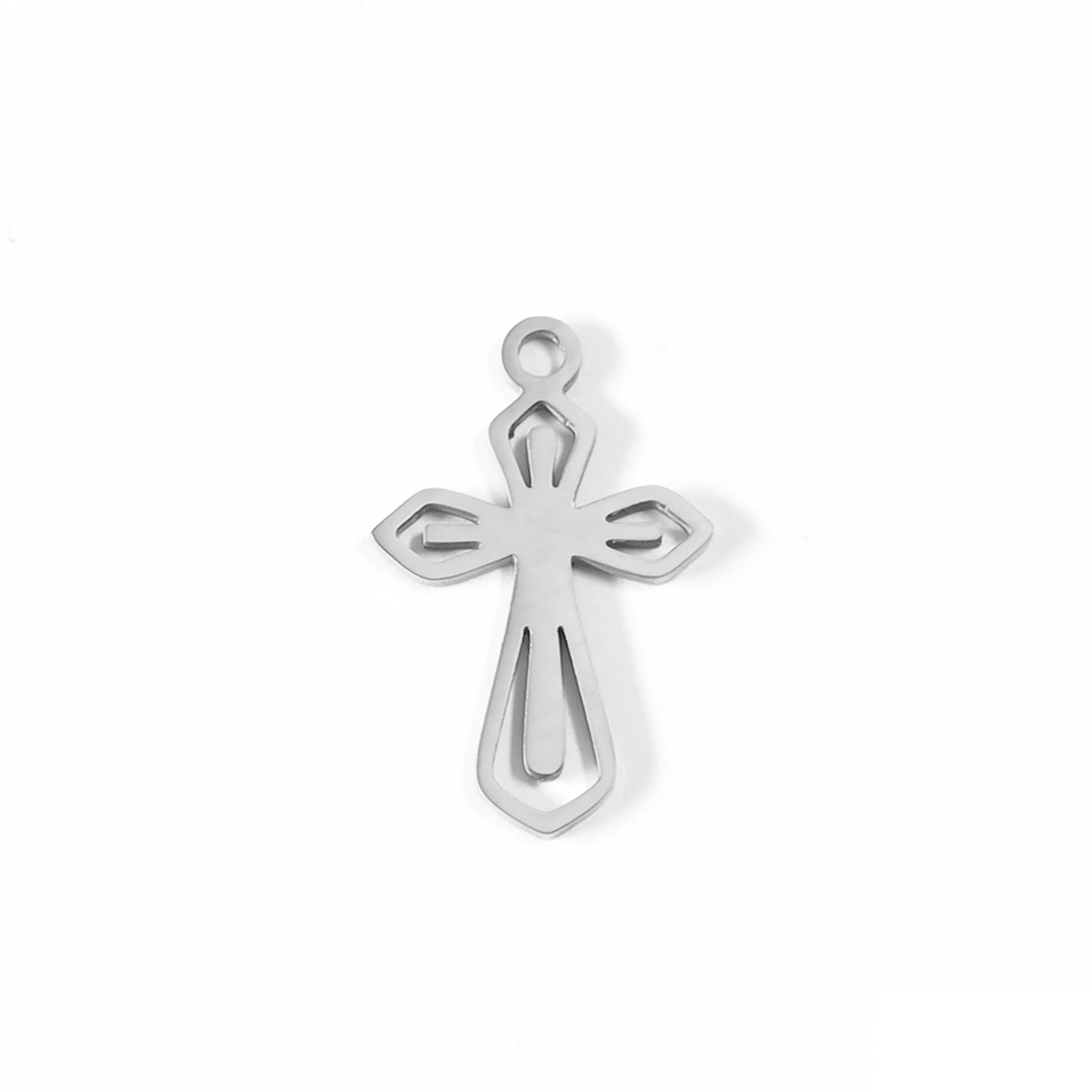 18K Gold PVD Stainless Steel Pointed Cross Charm