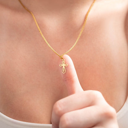 18K Gold PVD Stainless Steel Pointed Cross Charm